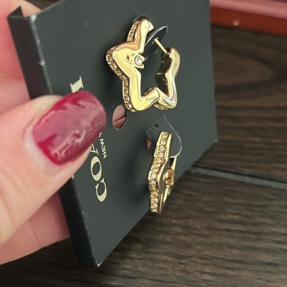 Coach Gold Star-Shaped Hoop Earrings - Picture 8 of 8